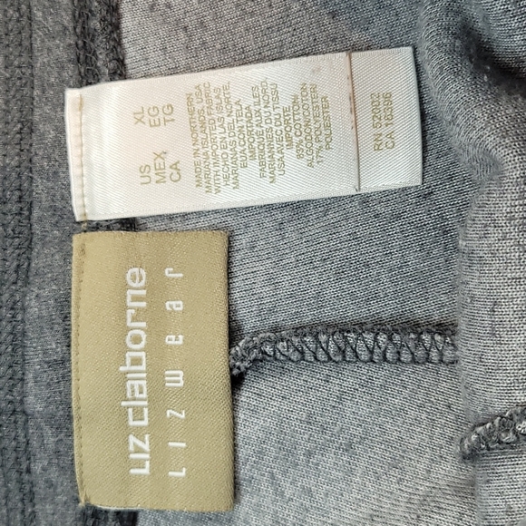 LIZ CLAIBORNE GRAY VALOR ELASTIC WAIST LONG PANTS - Picture 9 of 10